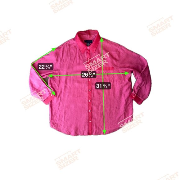 Preston & York Womens Pink Linen Button Down Shirt Womens Size 20W 2X Oversized - Picture 2 of 6